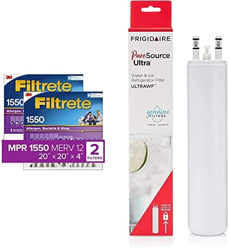 Filtrete 20x20x4, AC Kemence légszűrő, MPR 1550 DP, Egészséges életmód Ultra Allergén Mély Ránc, 2-Pack & Frigidaire PureSource