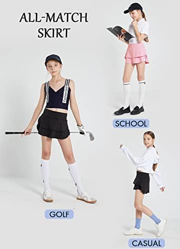 BALEAF Lányok Tenisz Szoknya UPF50+ Sport Golf Skort Gyerekek Atlétikai Futó Alkalmi Iskola Edzés w Cipzáras Zsebbel, valamint