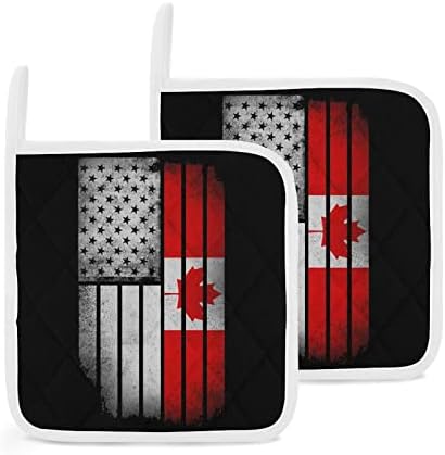 NEKÜNK a Fekete-Kanadai Zászló kaspókat, 8x8-as hőálló Meleg Párna Potholders Asztali Védelem, a Főzés, Konyha, 2 Darabos Készlet