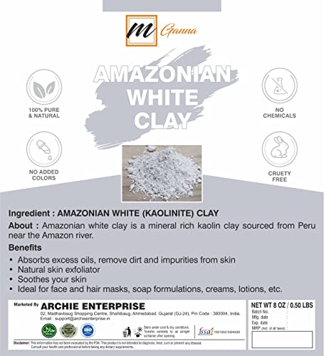 mGanna - ban Természetes asi Fehér (Kaolin) Clay Por Maszk, Krém, Szappan, Hogy a 0,5 KG / 227 GMS