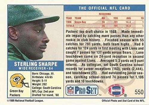 1989 Pro Set 550 Sterling Sharpe Green Bay Packers NFL Labdarúgó-Kártya (RC - Újonc Kártya) MENTA
