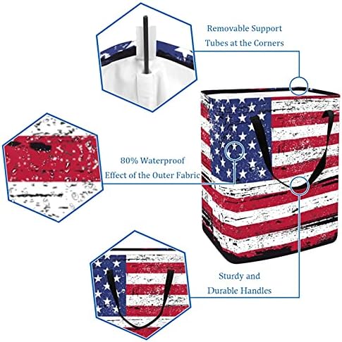 Retro Amerikai Zászló Hazafias Szennyes Kosár Összecsukható a Tárolás bin fogantyúval a Szennyestartó,Gyerek Szoba,Játék Tároló