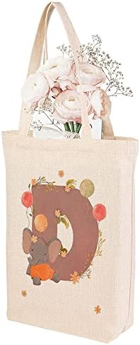 Virágos Vászon Tote Bags-Gravírozott Ajándék Nők számára a Kezdeti Név,Aranyos Állat Minták Esztétikai Bevásárló Utazási Táska