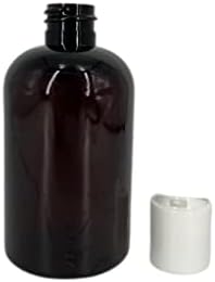 4 oz Amber Boston Műanyag Palackok -12 Pack Üres Üveget Újratölthető - BPA Mentes - illóolaj - Aromaterápia | Fehér Nyomja Le a Lemez