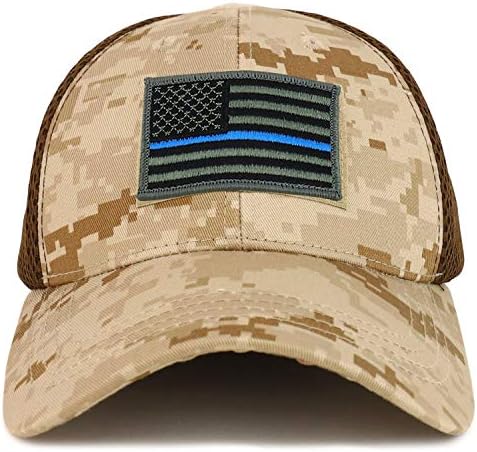Armycrew USA Zászló Vékony Kék Vonal Taktikai Hímzett Javítás Air Mesh Flex Sapka