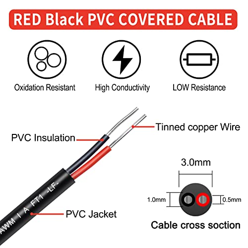 24 Nyomtáv 2 fő Vezetékes Szilárd Egyetlen Szál Piros PVC & Fekete Vezeték az Ónozott Réz Kábel Szigetelt Egyetlen Szál Kábel Autóipari LED