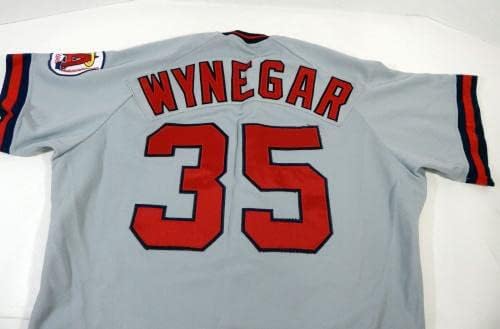 1988-ban a Kaliforniai Angyalok Butch Wynegar 35 Játékban Használt Szürke Jersey 44 DP14445 - Játék Használt MLB Mezek