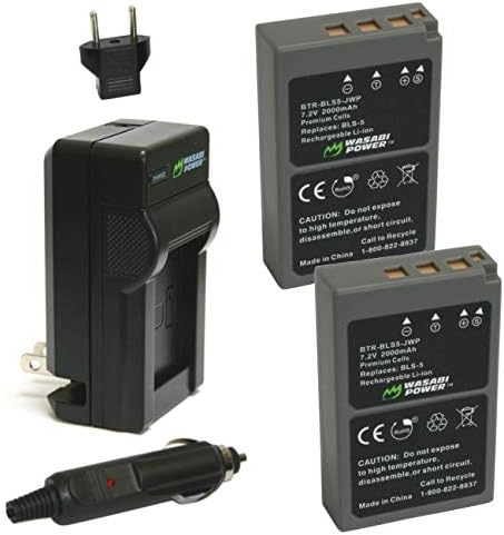 Wasabi Power Akkumulátor (2 db-os Csomag) & Töltő Olympus BLS-5, BLS-50, PS-BLS5, BLS-1, PS-BLS1, az E-420 E-450, E-600 E-620, Pen