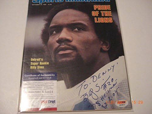 Billy Sims Detroit Lions 1980 Roy, Hogy Denny Psa/dns Aláírt Sports Illustrated - Dedikált NFL Magazinok