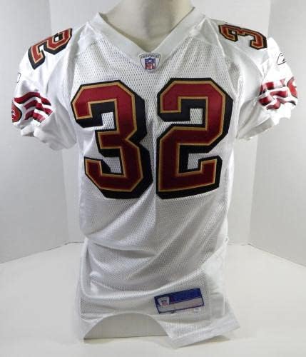 2003-ban a San Francisco 49ers 32 Játékban Használt Fehér Jersey 44 DP28521 - Aláíratlan NFL Játék Használt Mezek