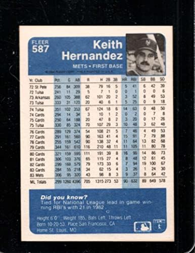 1984 FLEER 587 KEITH HERNANDEZ NM METS