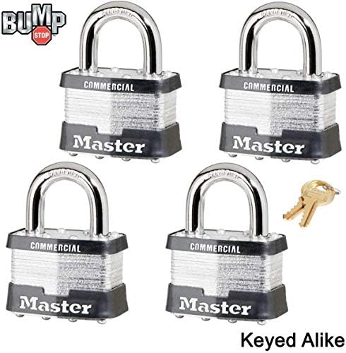 Master Lock Lakat - 2W Test x 1L Bilincs, Négy (4) Kulcsos Egyforma Zárak 5 NKA-4 w/ Bump Stop Technológia