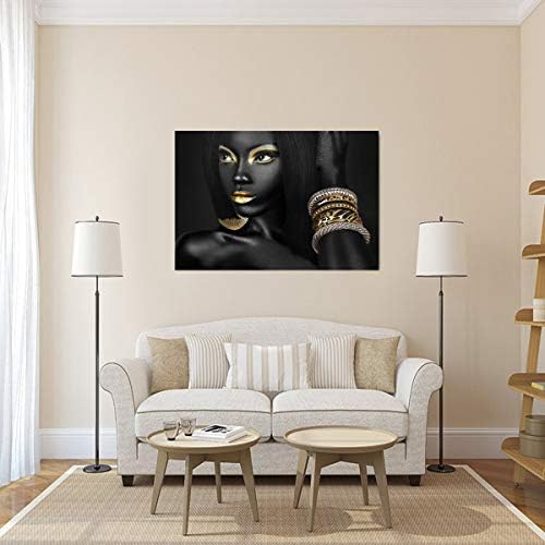 VIAYA Afro-Amerikai Wall Art Vászon Fekete Nő Királynő Portré Fotózás, Arany Díszítéssel Fülbevaló Karkötő Wall Art Poszter