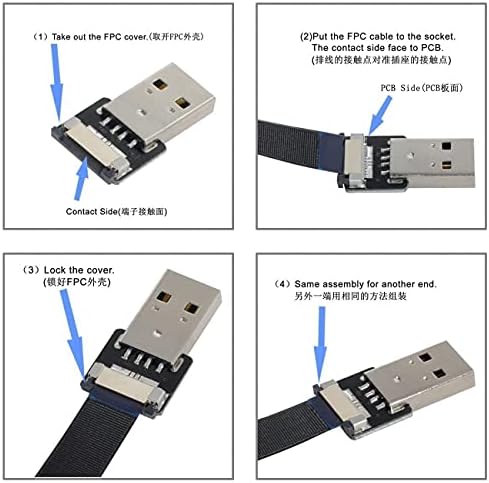 NFHK Megfelelő Szögben az USB 2.0, A Típusú Férfi, hogy USB-C C-Típusú Férfi Adatok Lapos, Vékony FPC Kábel FPV & Lemez & Telefon