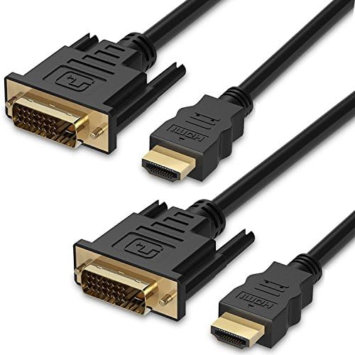 Fosmon HDMI-DVI Kábel 24+1 (6FT 2Pack), Teljes 1080p, Bi-Directional Aranyozott Adapter, Nagy Sebességű HDMI Férfi DVI-D Férfi Kompatibilis