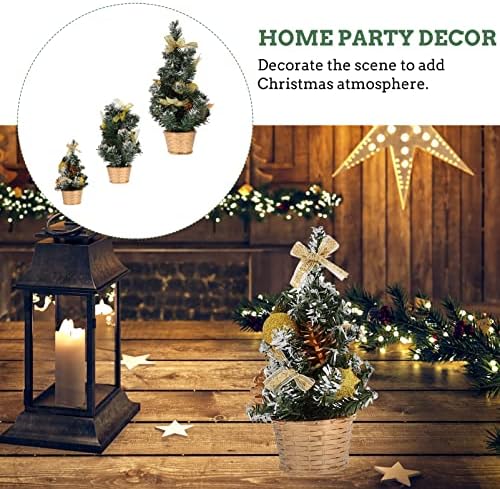 Veemoon Betlehemes Dekoráció 3pcs Mini karácsonyfa Mesterséges karácsonyfa Karácsonyi Ünnepi Asztal Fa Díszíti a Bowknot Fél