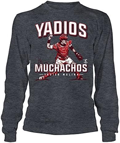 FanPrint Yadier Molina T-Shirt - Yadios Muchachos - Longsleeve Tee/Sötét Szürke/L