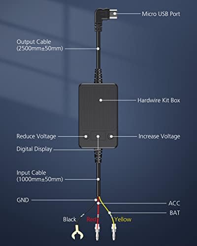 OMBAR Kamera Vezetékes Készlet, 11.5 ft Micro USB Vezetékes Kit Biztosíték Dashcam, 12V-24V, hogy 5V-os Autó Dash Kamera