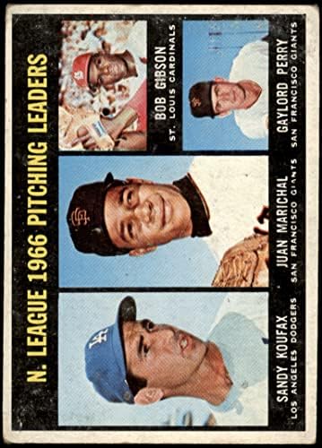 1967 Topps 236 NL Dobó Vezetők Bob Gibson/Sandy Koufax/Juan Marichal/Gaylord Perry Óriások/Dodgers/Cardinals (Baseball Kártya)