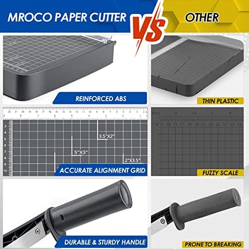 MROCO papírvágó 12 Vágás Hossza papírvágógép, Guillotine Trimmer 12 lap Kapacitás Papír vágódeszkát, nagy teherbírású Guillotine Papír