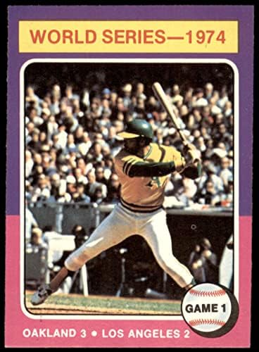 1975 Topps 461 1974-Es World Series - Játék 1 Reggie Jackson Oakland/Los Angeles-i Atlétikai/Dodgers (Baseball Kártya) EX Atlétika/Dodgers