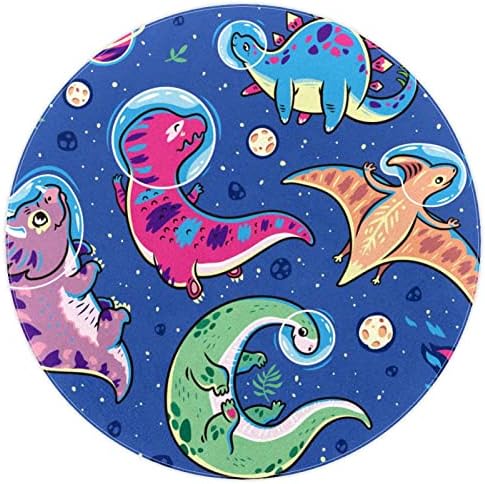 LLNSUPPLY Nagy Méret, 5 Ft Kerek Gyerekek Játszanak Szőnyeg Dinoszaurusz Űrhajós Kék Gyerekszoba Szőnyeg Pad Csúszásmentes