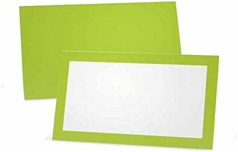 Lime Zöld Hely Kártyák - Lapos vagy Sátor - 10 vagy 50 Csomag - Fehér, Üres a ház Előtt egyszínű Határ - Elhelyezési Tábla Név Ülő Írószer