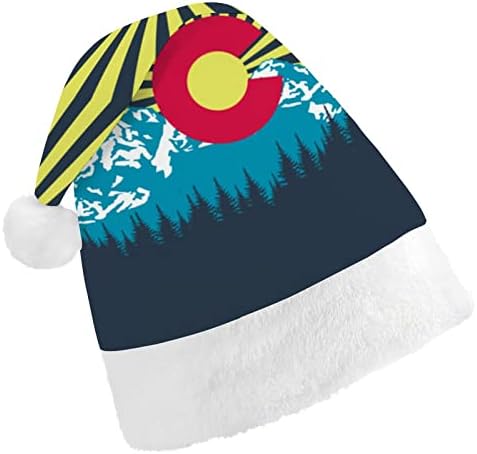 Colorado Zászló Karácsonyi Kalap Mikulás Kalap, Rövid Plüss Fehér Bilincs a Férfiak a Nők Karácsonyi Ünnepi Parti Dekoráció