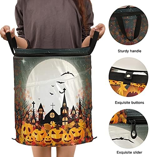 Halloween Pumpkin Kísértetjárta Házban felbukkan Szennyesben Fedő Összecsukható Tároló Kosár Összecsukható a csomagot a Kemping Szervezet