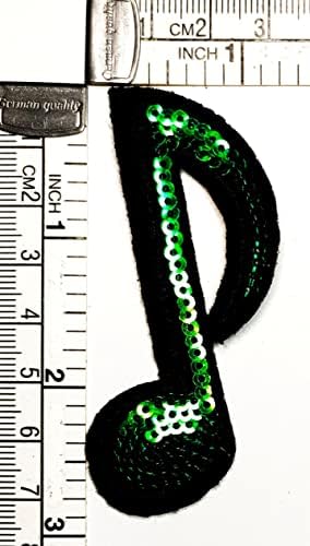 Kleenplus kottából Zene Megjegyzés Szimbólum Vas a Foltok Flitterekkel Zöld Nyolcadik Megjegyzés Divat-Stílus Hímzett Motívum Rátétes