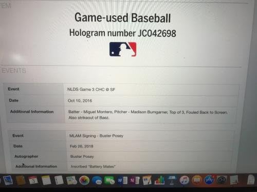 Bumgarner K Baez -aláírás/feliratos Posey/bumgarner akkumulátor Társak Mlb Hologram - Dedikált Baseball