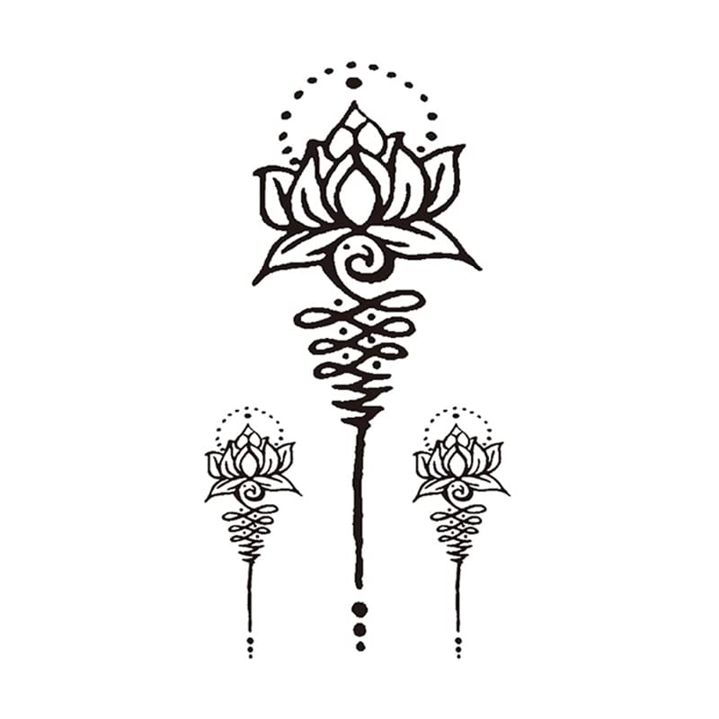 3 Lap Vízálló Ideiglenes Tetoválás Matricák Fekete Mandala Szanszkrit Lotus Design Hamis Tetoválás Flash Tetkóimat Karját, Body Art, A