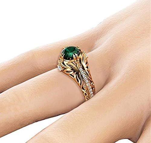 Goldenchen Divat Ékszerek 14k Arany Töltött Smaragd Gyémánt Gyűrű Nők Évforduló Eljegyzés, Esküvő Drágakő Gyűrű (8)
