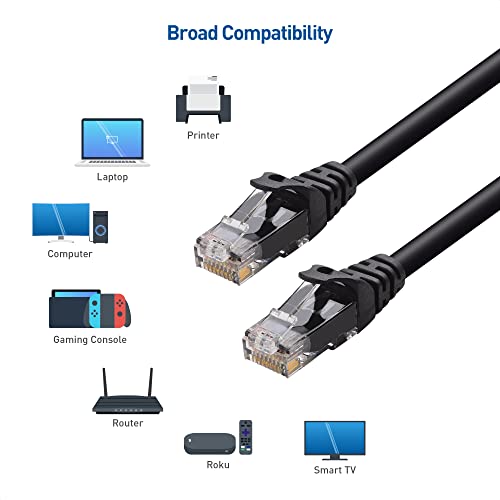 Kábel Számít, 8-Pack Snagless Rövid Cat5e Ethernet Kábel 3 ft (Cat5e Kábel Cat 5e Kábel, Internet Kábel, Hálózati Kábel), Fekete