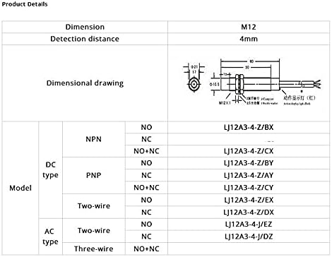 HEPUP DC6-36V 2Wire NEM DC 200mA Észlelési Távolság 4 mm M12 Közelség, Kapcsoló, Érzékelő, Kapcsoló Induktív közelítéskapcsoló LJ12A3-4-Z/EX