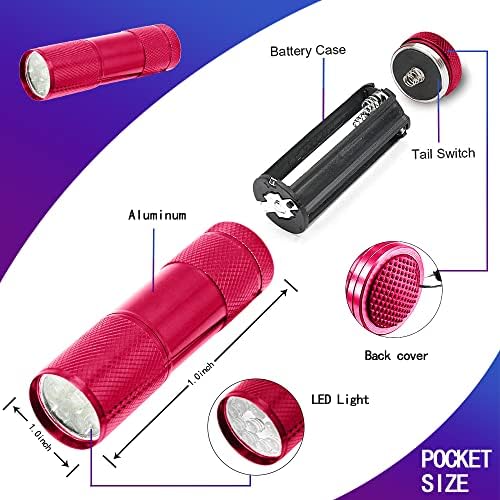 BEEYAOLUX 8 Csomag UV Lámpa Fekete Fény, 7 Színű LED Hordozható uv-Fény Érzékelő 9 LED-es Kézi Lámpa Mini UV LED Elemlámpák