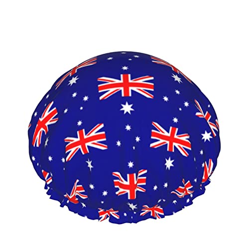 A Nők Újrafelhasználható Szakaszon Hem Szőr Kalap Ausztrália Zászló Mintás, Dupla Réteg Vízálló Zuhanysapka Fürdő Sapka
