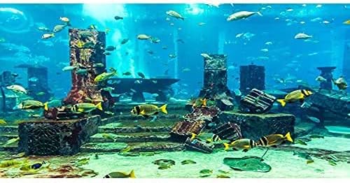 AWERT Alatti Téma Akvárium Háttér Színes Korall Trópusi Hal Romok Víz alatti Világ akvárium Háttér 30x12 hüvelyk Vinil