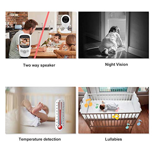 Baby Monitor, Intelligens LCD Baba figyelő Kamera éjjellátó, Audio Video, Altatódal, Hőmérséklet Ellenőrzés(USA)