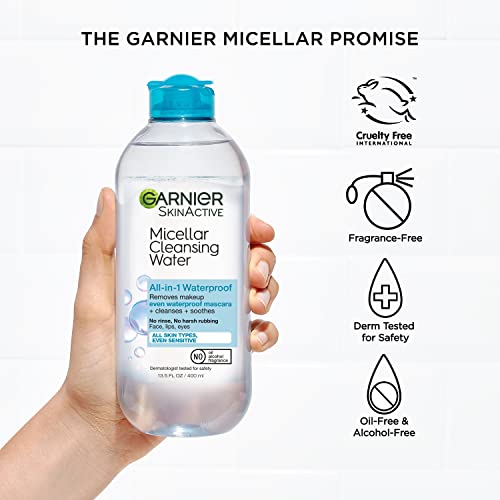 Garnier SkinActive Micellar Víz A Vízálló Smink, Arc Tisztító & Smink, 13.5 Fl Oz (400mL), 2 Szám (Csomagolás Eltérőek Lehetnek)