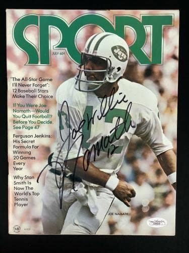 Joe Namath Aláírt Sport Mag július 72 Nincs Címke NY Jets Labdarúgó Autogramot HOF SZÖVETSÉG - Dedikált Focilabda