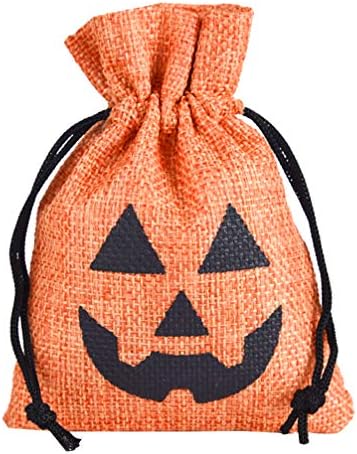 Cabilock Édesség Ajándék csomag 5db Halloween Húzózsinórral Táska Sütőtök, Narancs Kockás Táska Csomagolás Zsák Cukrot Táska, Táskák