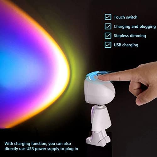 WENLII Projektoros Lámpa Nap Naplemente Robot Projektoros Lámpa USB Újratölthető Szobában Színes Dekoráció, Hangulat Ligh (Szín