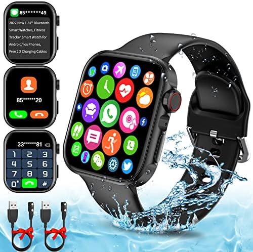 Intelligens Karóra az iOS illetve Android Telefonok,1.81 hüvelyk Teljes érintőképernyő Bluetooth Karóra Férfiaknak, Smartwatches