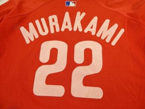 2007-10 Philadelphia Phillies Fabio Murakami 22 Játék, Használt Piros Mez ST BP 48 2 - Játék Használt MLB Mezek