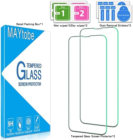 MAYtobe [2 Csomag] Edzett Üveg iPhone 14 Pro képernyővédő fólia, Anti-Karcolás, Buborék Ingyenes, az Ügy Barátságos, Könnyen