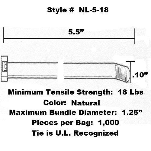 Tach-5 x 18 Lb-szakítószilárdság Természetes Színű Kábel Döntetlen (Csomag 1000)