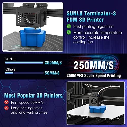SUNLU T3 FDM 3D-s Nyomtató, 250mm/s Sebességű Terminátor 3 3D-s Nyomtató, Akadozik az Érzékelés Során a 3D Nyomtatás, Teljesen Csendes Alaplap,