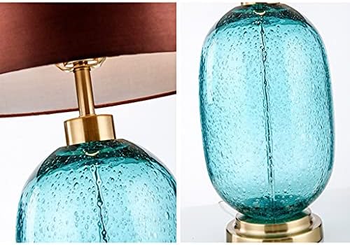 LXXSH Európai Stílusú Egyszerű Retro Kék Üveg, Kerámia asztali Lámpa Éjjeli Hálószoba Divat Szövet Művészeti asztali Lámpa