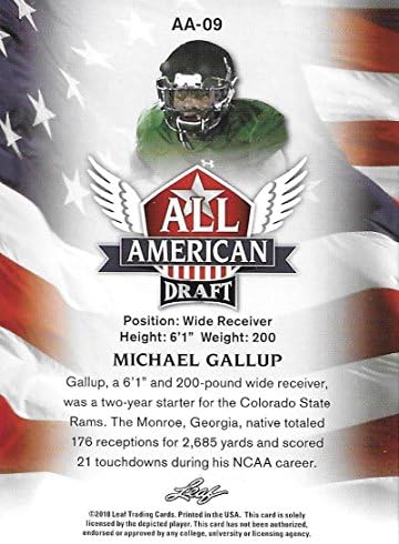 2018 Levél Tervezetét Amerikai Arany AA-09 Michael Gallup Colorado Állam Ram Foci Kártya